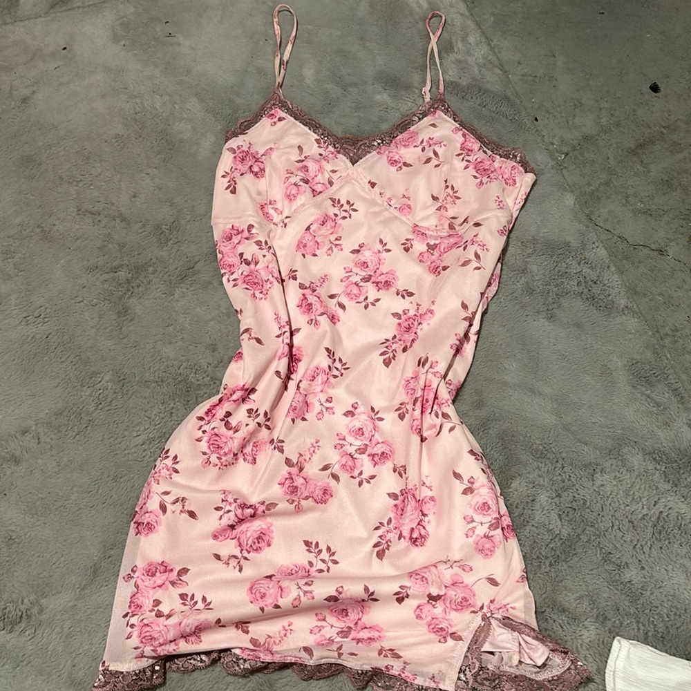 Pink floral slip dress